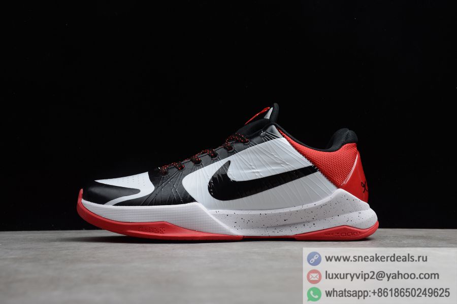 Nike Zoom Kobe 5 Protro White Black Red 386429-100 Men Basketball Shoes